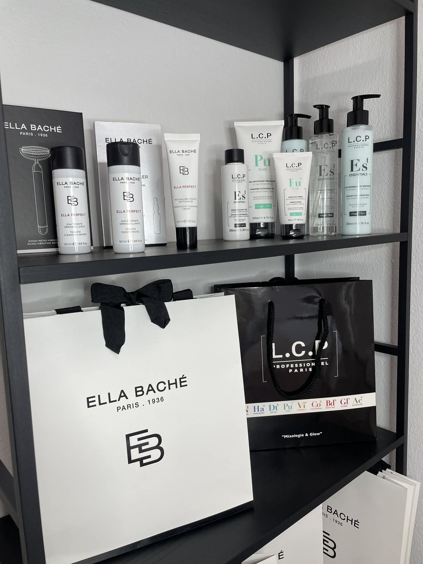 Shelf with Ella Baché and L.C.P products